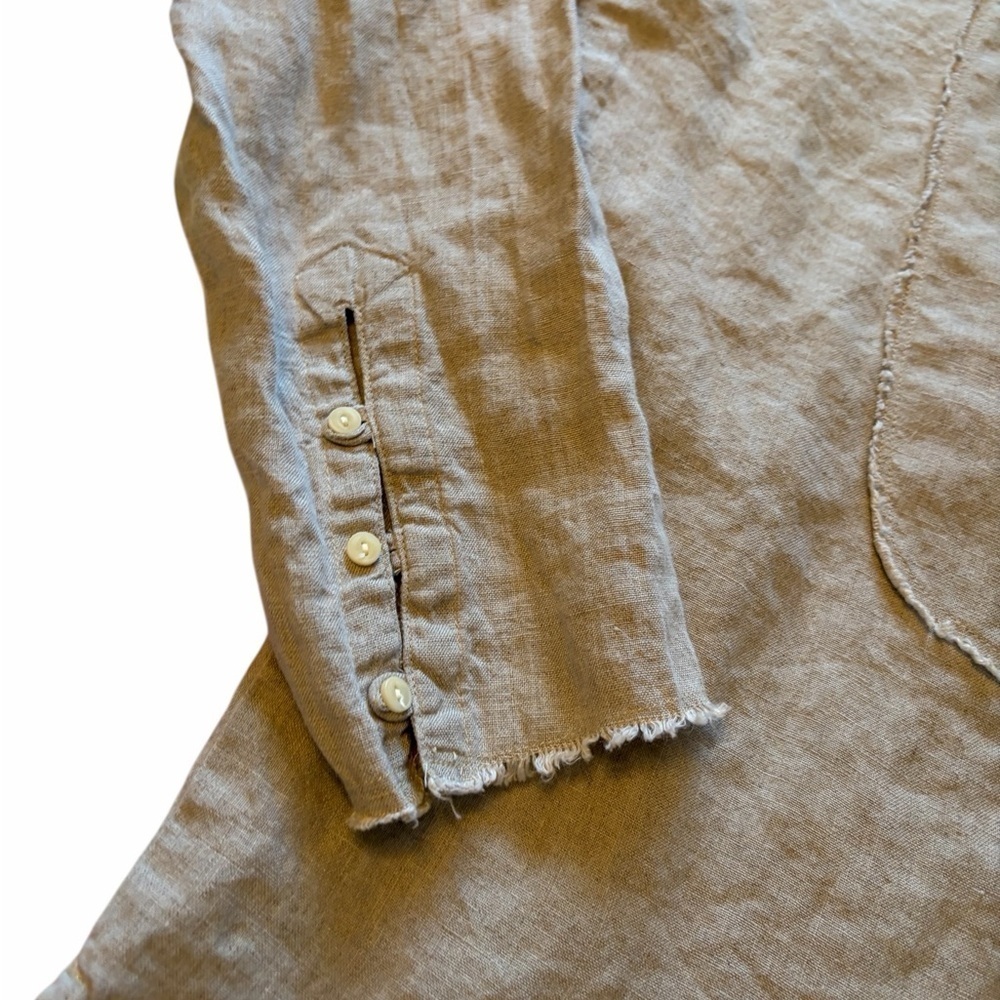 ETA 100% Linen Men’s Button Down shirt-raw hem-Size Small-Oversized - Picture 4 of 10
